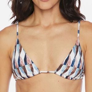 Splendid Small Deco Blue Printed Triangle Bikini Top, Size S, NWT